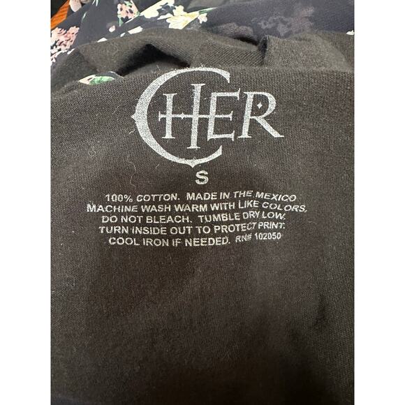 Cher Heart of Stone Graphic Top Kimono Sleeve Floral Fringe Upcycled Custom - Picture 5 of 5